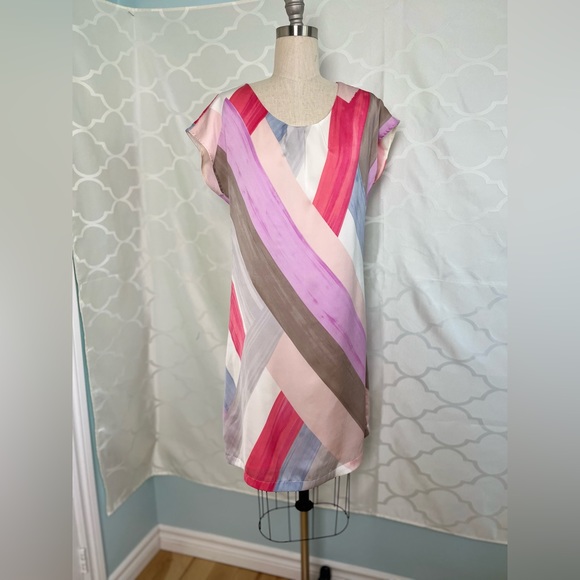 Mexx Metropolitan| Multicolor Dress Broad Striped Short Sleeve Summer Size 8 - Picture 8 of 12